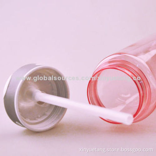 2014 Hot Selling Shenzhen Factory BPA-free Clear Tritan Bottle with Straw, Sized 75 x 210mm